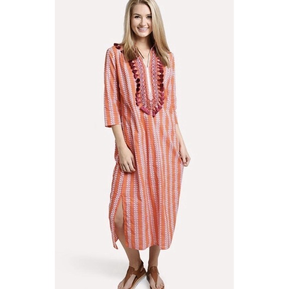 Ro’s Garden Dresses & Skirts - RO'S GARDEN Alessandra Maxi Caftan Colorful Tassels Anthropologie Size Small New